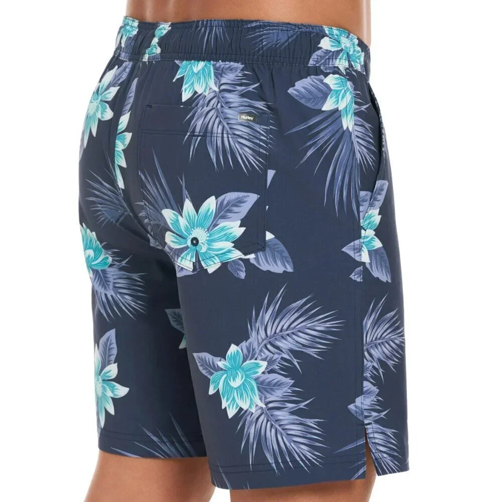 Hurley Mens Swim Short Blue Floral Hawaiian Print